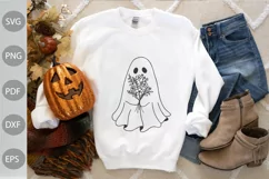 Boo with Flowers SVG Cut Files/ Halloween SVG Cut Files Product Image 3