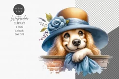 Happy dog clipart, watercolor clipart Product Image 1
