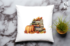 Autumn Pumpkin Book Stack Clipart PNG Product Image 3