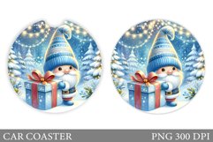 Christmas Gnome Car Coaster. Christmas Car Coaster Design Product Image 1