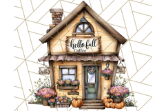 Fall Town Building Clipart PNG, Autumn Home Decor Scenes Product Image 5