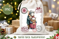 Cartoon Christmas Mouses Santa Sack, Winter Gift Bag PNG Product Image 1