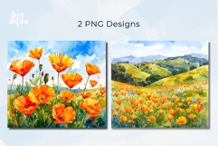 2 California Poppy Fields Tumbler Wrap PNG 20 oz Product Image 2