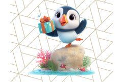 3D Under the Sea Christmas Clipart, Ocean Christmas PNG Product Image 5
