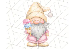 Ice Cream Gnome Clipart PNG Summer Dessert Art, Summer Gnome Product Image 5