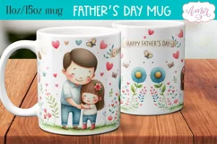 Happy Father's day mug wrap PNG | Cute dad and daughter mug Product Image 2