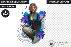 Royal Hydrangea Guardians Fantasy Warrior and Floral Graphic Product Image 1