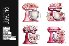 Floral Mixer Art Clipart PNG Product Image 1