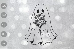 Boo with Flowers SVG Cut Files/ Halloween SVG Cut Files Product Image 1