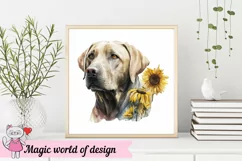 labrador Dog with Sunflower png, Sublimation Product Image 2