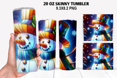 Snowman Skinny Tumbler 20oz Wrap Design, Christmas Tumbler Product Image 1