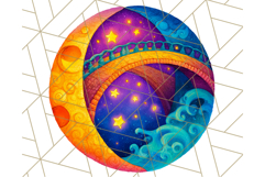 Whimsical Celestial Moon and Stars Clipart Constellation Png Product Image 5