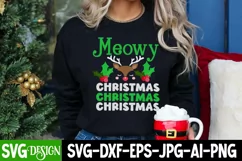 Meowy Christmas SVG Cut File, Meowy Christmas Sublimation Product Image 1