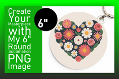Elegant Round Design Sublimation PNG , Flowers Heart Product Image 1