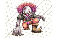 Creepy Clown Halloween PNG Clipart, Spooky Circus Art Product Image 5