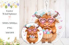 Funny Highland Cow Wind Spinner, Easter Eggs Wind Spinner Product Image 1