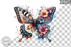 Vibrant Floral Butterfly Sublimation - Clipart PNG Design Product Image 1