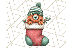 Christmas Monster Clipart, Funny Holiday Creature PNG Art Product Image 5