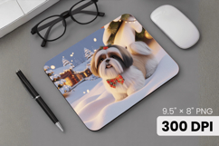 Winter Dog Christmas PNG, Icy Tree Mouse Pad Design Product Image 1