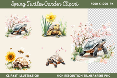 Spring Turtles Garden Clipart PNG Product Image 1