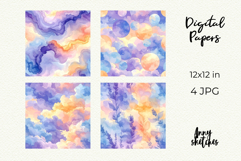 Aura Glow Pastels Digital Paper Watercolor Seamless Pattern Product Image 2