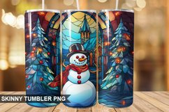 Stained Glass Christmas Snowman PNG Tumbler Design Product Image 1