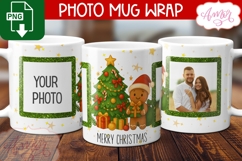 Christmas photo mug wrap PNG, Gingerbread man mug template Product Image 1