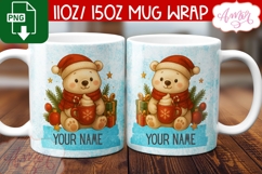 Custom Christmas mug wrap PNG, Polar bear mug PNG Product Image 2