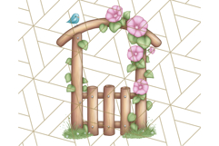 Pink Cottagecore Garden PNG Clipart, Vintage Floral Art Product Image 5