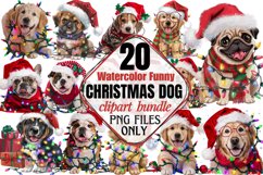 Funny Christmas Dog Watercolor Clipart Bundle PNG Product Image 1