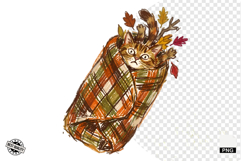 Quirky Funny Autumn Cat Clipart Product Image 1