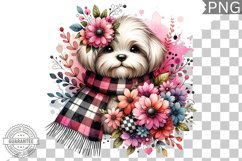Dog With Flowers Sublimation - Clipart PNG Design Product Image 1