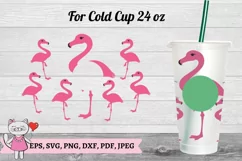 Floral Flamingo svg for Full Wrap Venti Cold Cup 24 oz Product Image 2