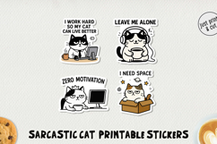 Sarcastic Cat Printable Stickers PNG Product Image 1