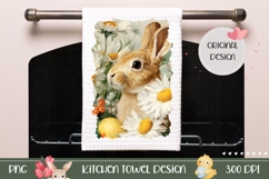 Cute Easter Bunny Towel, Cartoon Chamomile Towel Template Product Image 1