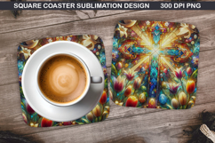Flower Coaster Sublimation, Easter Coaster PNG Design Product Image 1