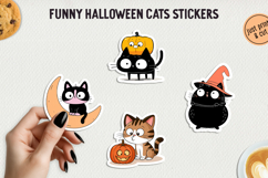 Funny Halloween Cat Sticker PNG Printable Stickers. Product Image 1