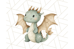 Watercolor Baby Dragon Clipart, Cute Nursery Fantasy PNG Product Image 3