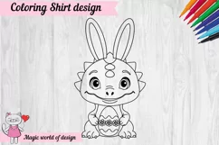 Coloring Shirt Svg, Dinosaur in bunny ears svg Product Image 2