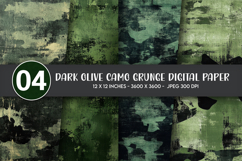 Dark Olive Camo Grunge Digital Paper Product Image 1