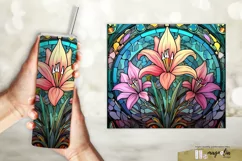 STAINED GLASS LILY flower sublimation tumbler wrap design Product Image 2