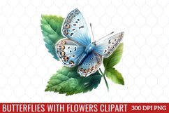 Butterflies With Flowers Clipart Product Image 1