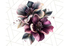 Gothic Floral PNG, Dark Aesthetic Flowers Clipart Print Product Image 5