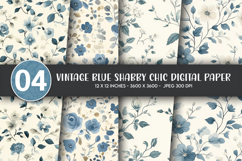 Vintage Blue Shabby Chic Digital Paper Product Image 1