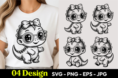 Cute Girl Dino SVG PNG Product Image 1