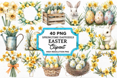 Springtime Daffodils Easter Clipart Bundle PNG Product Image 1