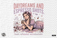 Coquette Summer Girl &amp; Coffee PNG Product Image 1