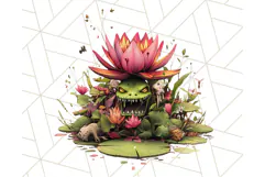 Floral Punk Frogs PNG - Neon Reble Grunge Amphibians Clipart Product Image 5