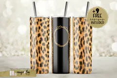 leopard Glitter tumbler wrap. Skinny Tumbler design PNG Product Image 2