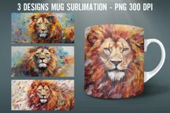Lion Mug Wrap Sublimation Designs|Impasto Painting Mug Wra Product Image 1
